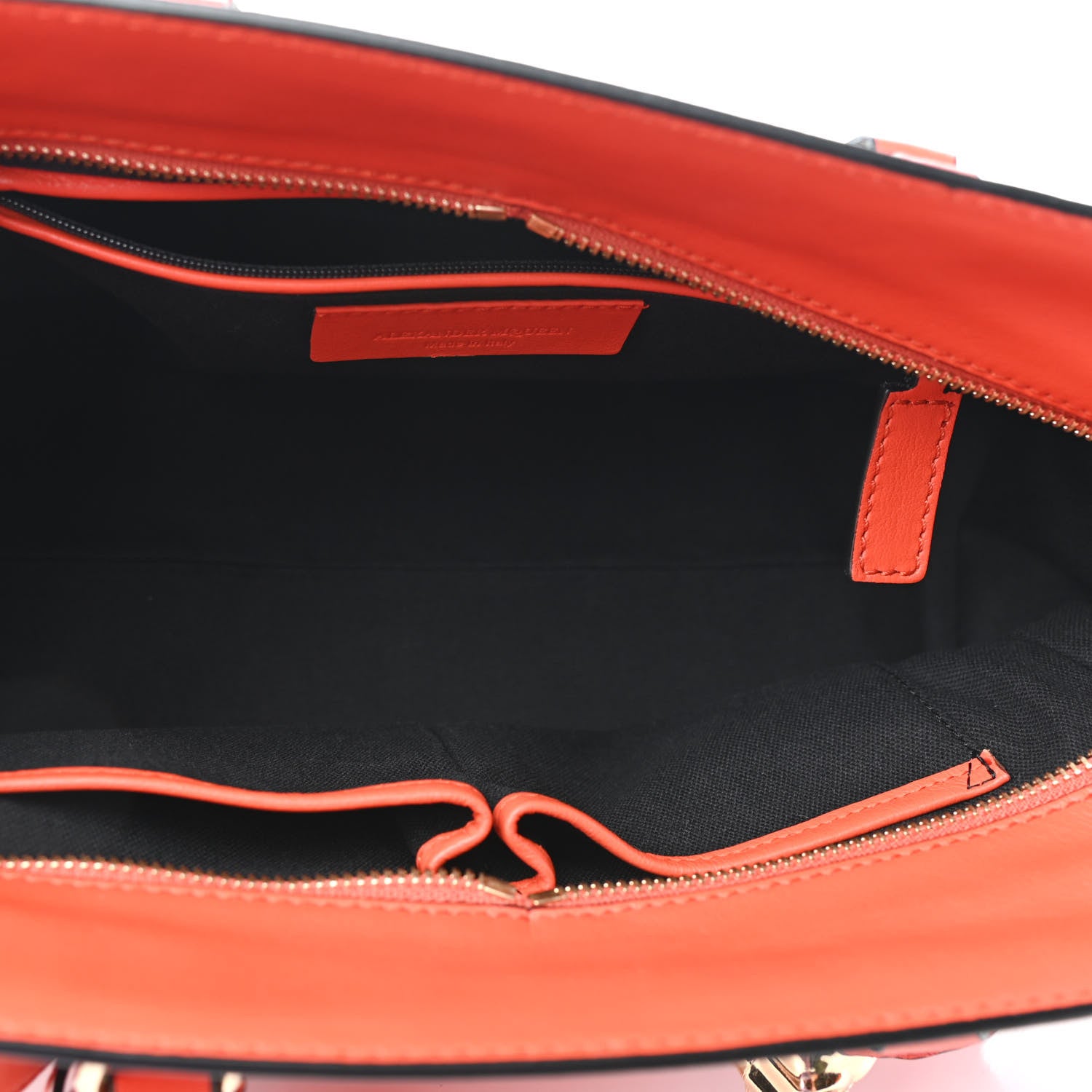 Alexander McQueen Pebbled Calfskin Small Skull Padlock Zip Around Tote Orange 5 of 10
