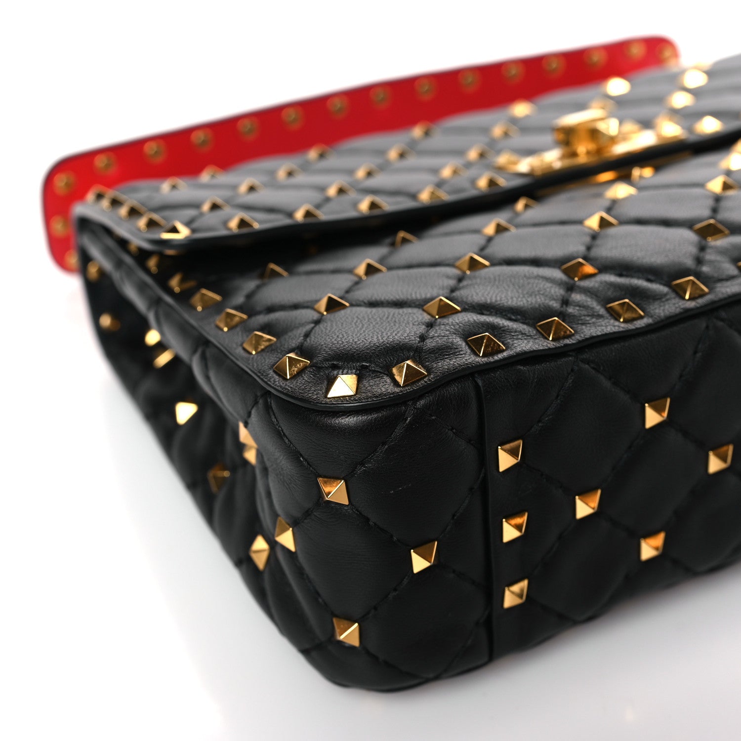 Valentino Garavani Lambskin Medium Rockstud Spike Shoulder Bag Black 7 of 8