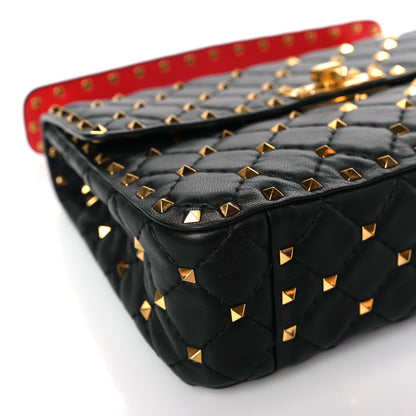 Valentino Garavani Lambskin Medium Rockstud Spike Shoulder Bag Black 7 of 8