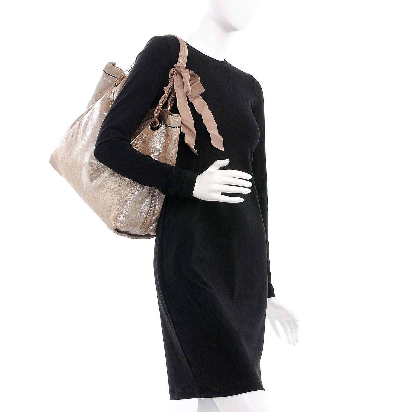 Metallic Lambskin Quilted Amalia Cabas Tote Silver