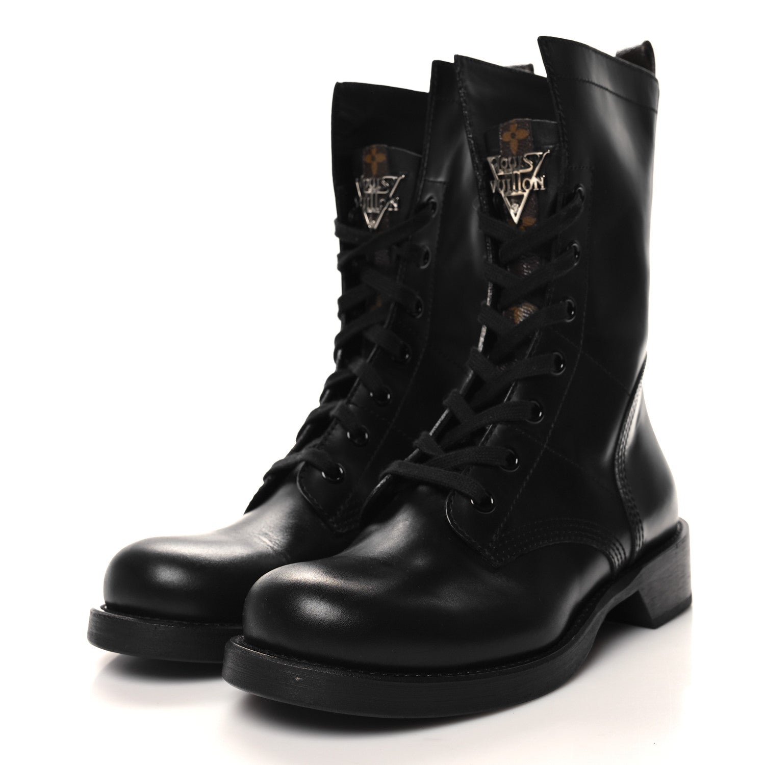 Louis Vuitton Calfskin Monogram Metropolis Flat Ranger Boots 40 Black 3 of 9