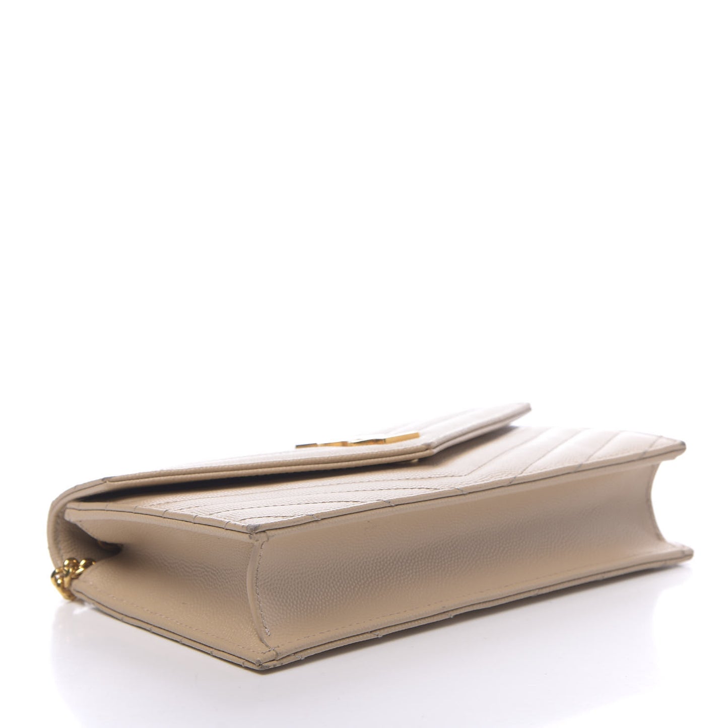 Grain De Poudre Matelasse Chevron Monogram Envelope Chain Wallet Nude Powder