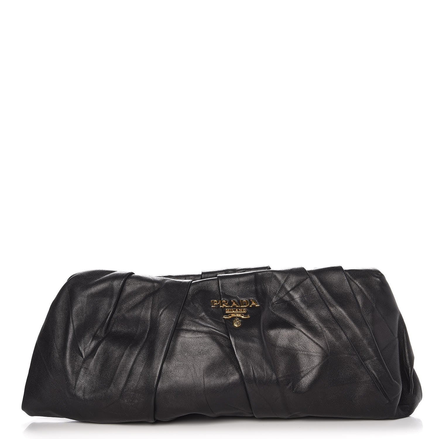 Prada Nappa Pleated Clutch Nero Black 1 of 9