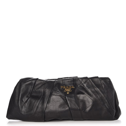 Prada Nappa Pleated Clutch Nero Black 1 of 9