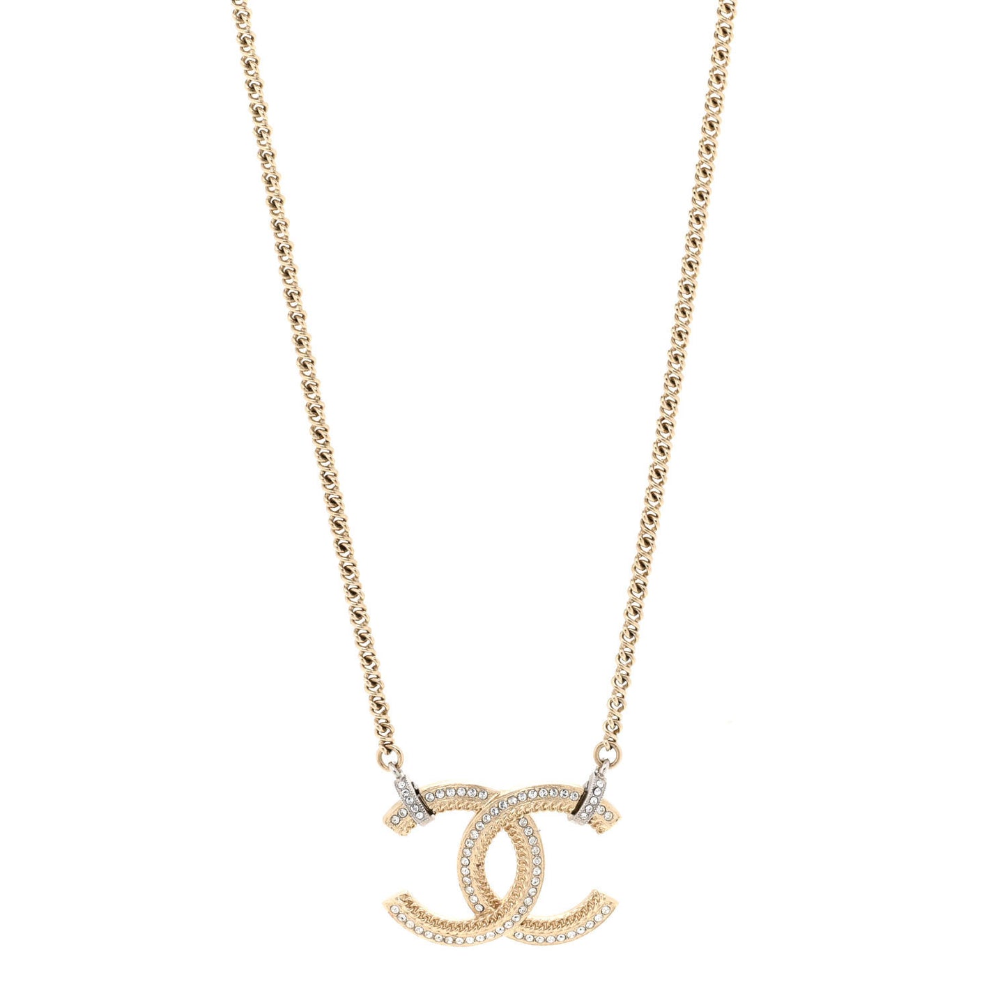 Crystal Logo CC Chain Necklace Gold