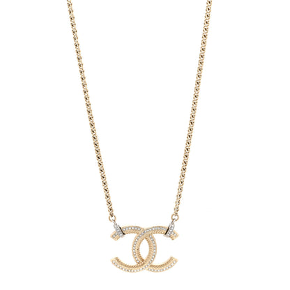 Chanel Crystal Logo CC Chain Necklace Gold 1 of 6