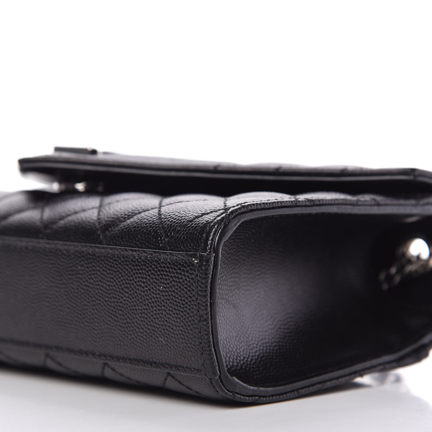 Grain De Poudre Textured Mixed Matelasse Triquilt Small Monogram Satchel Black