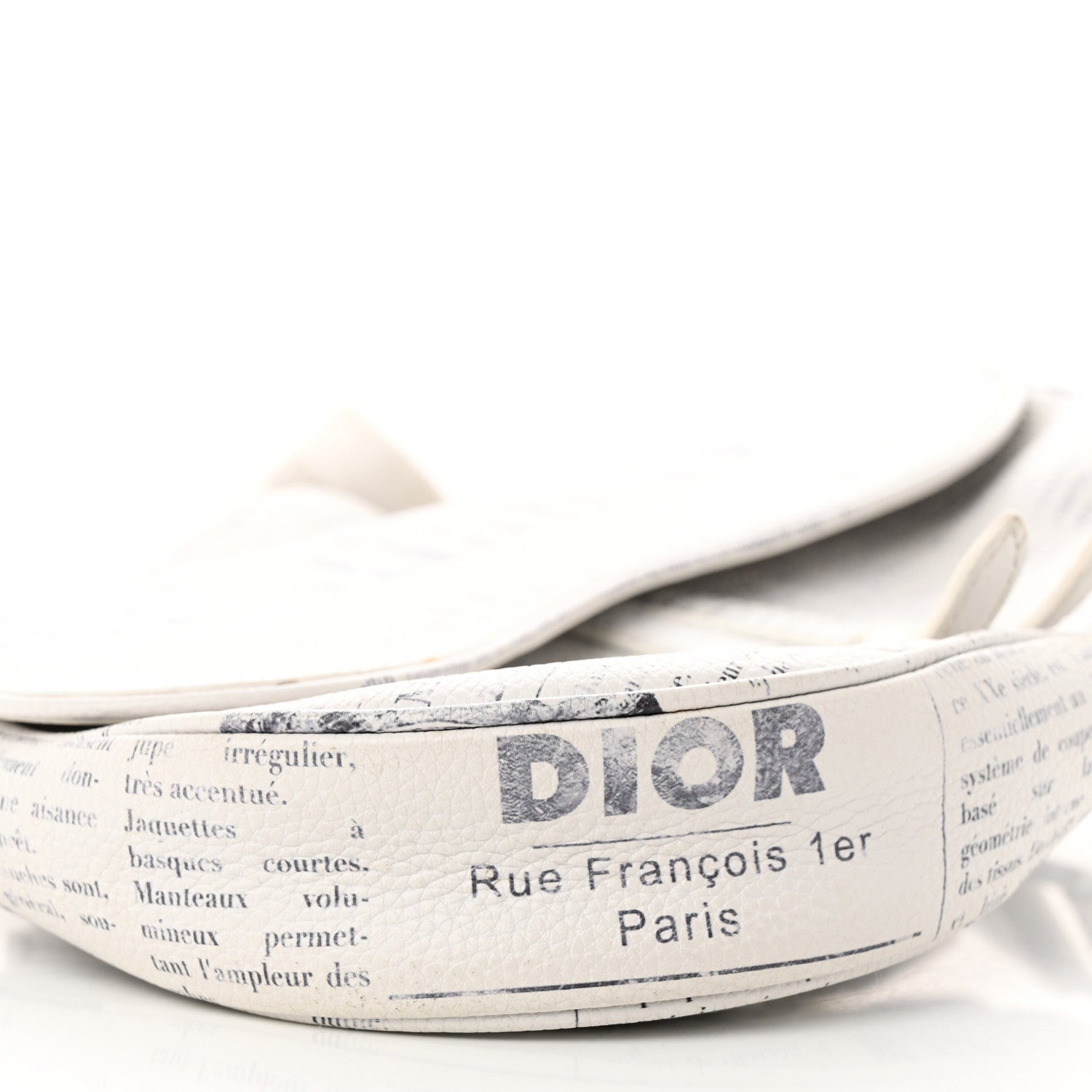 Christian Dior X DANIEL ARSHAM Grained Calfskin Newspaper Print Saddle Bag White 9 of 19