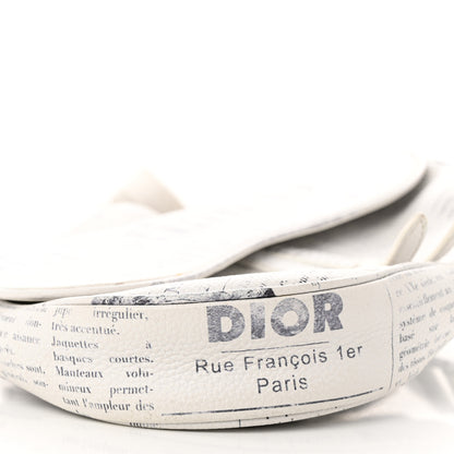 Christian Dior X DANIEL ARSHAM Grained Calfskin Newspaper Print Saddle Bag White 9 of 19