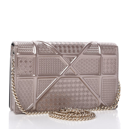 Christian Dior Metallic Patent Micro-Cannage Diorama Wallet on Chain Pouch Hyper Pink 3 of 10