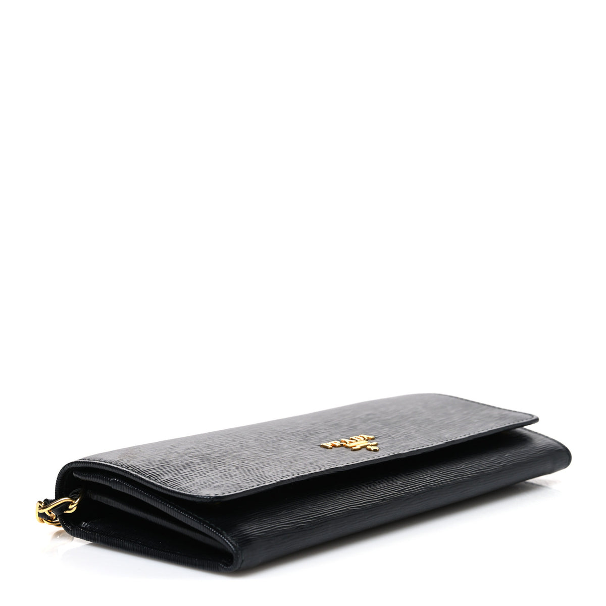 Saffiano Metal Oro Chain Wallet Black