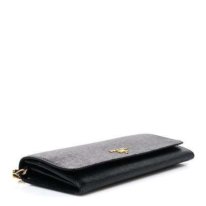 Prada Saffiano Metal Oro Chain Wallet Black 3 of 9