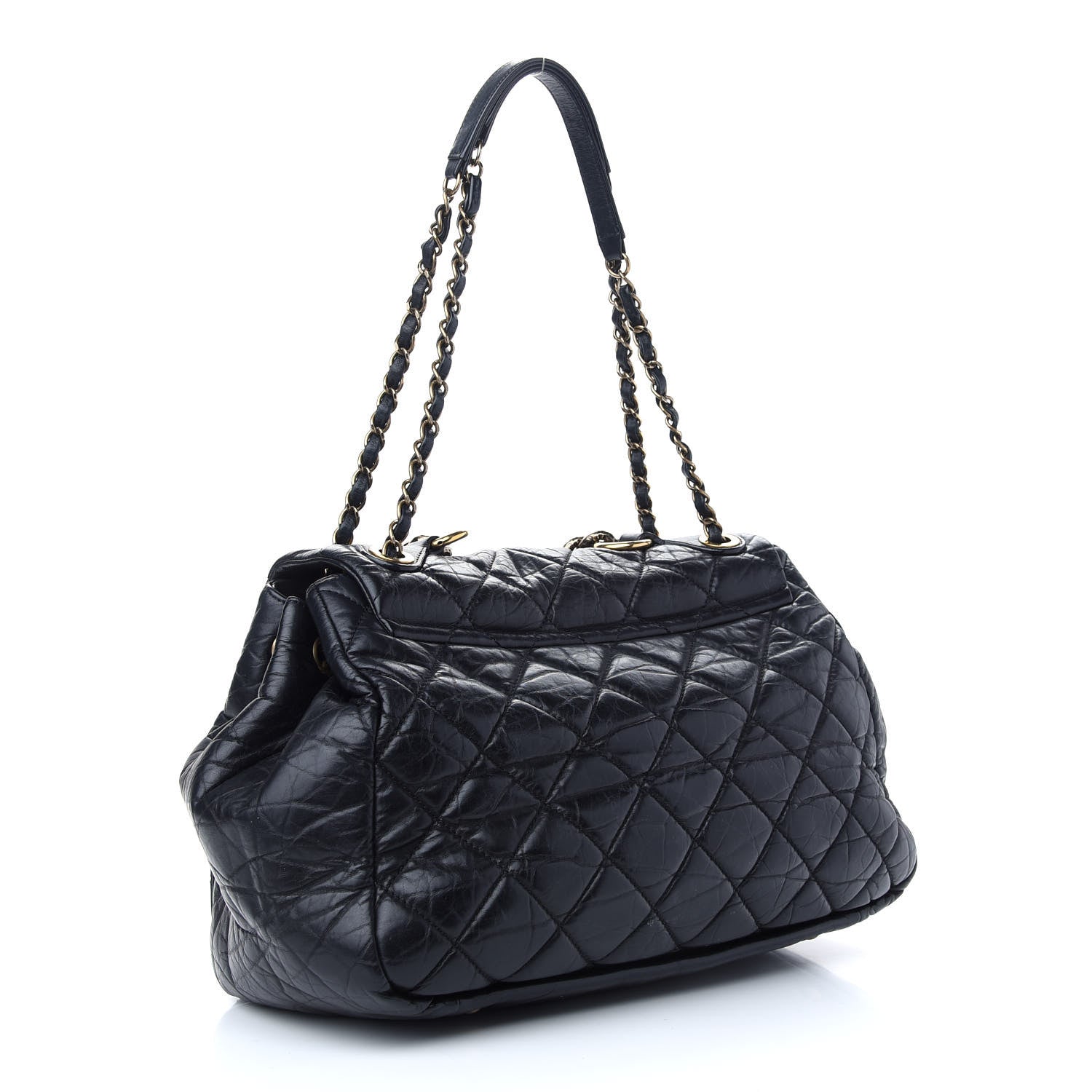 Chanel Aged Calfskin Quilted Large Pondichery Flap Black 3 of 10