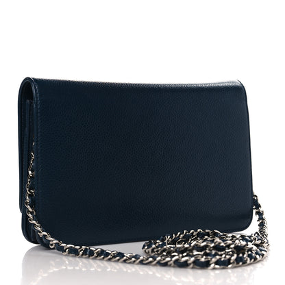 Chanel Caviar Timeless CC Wallet on Chain WOC Navy Blue 3 of 10