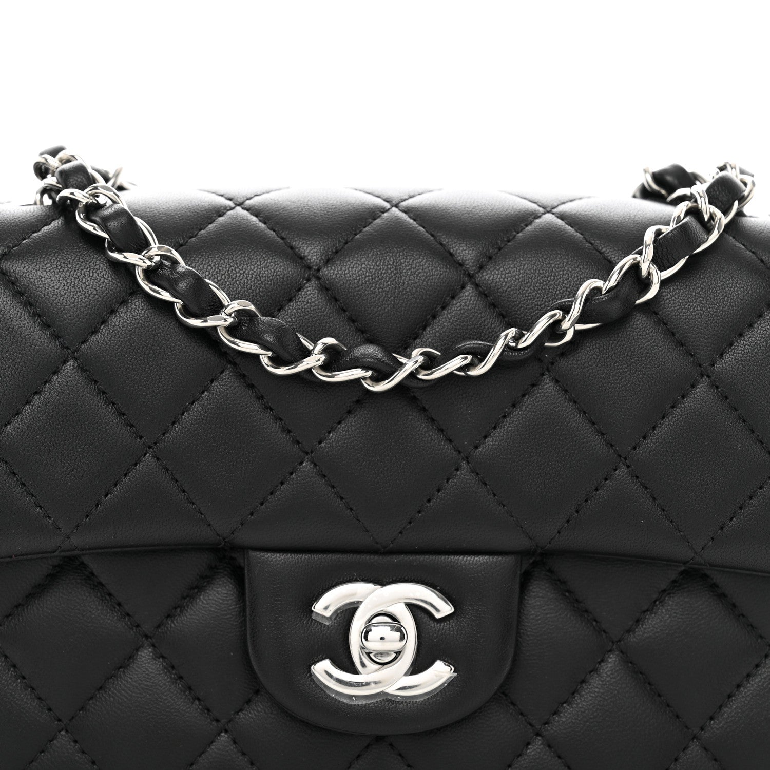 Chanel Lambskin Quilted Mini Rectangular Flap Black 5 of 10