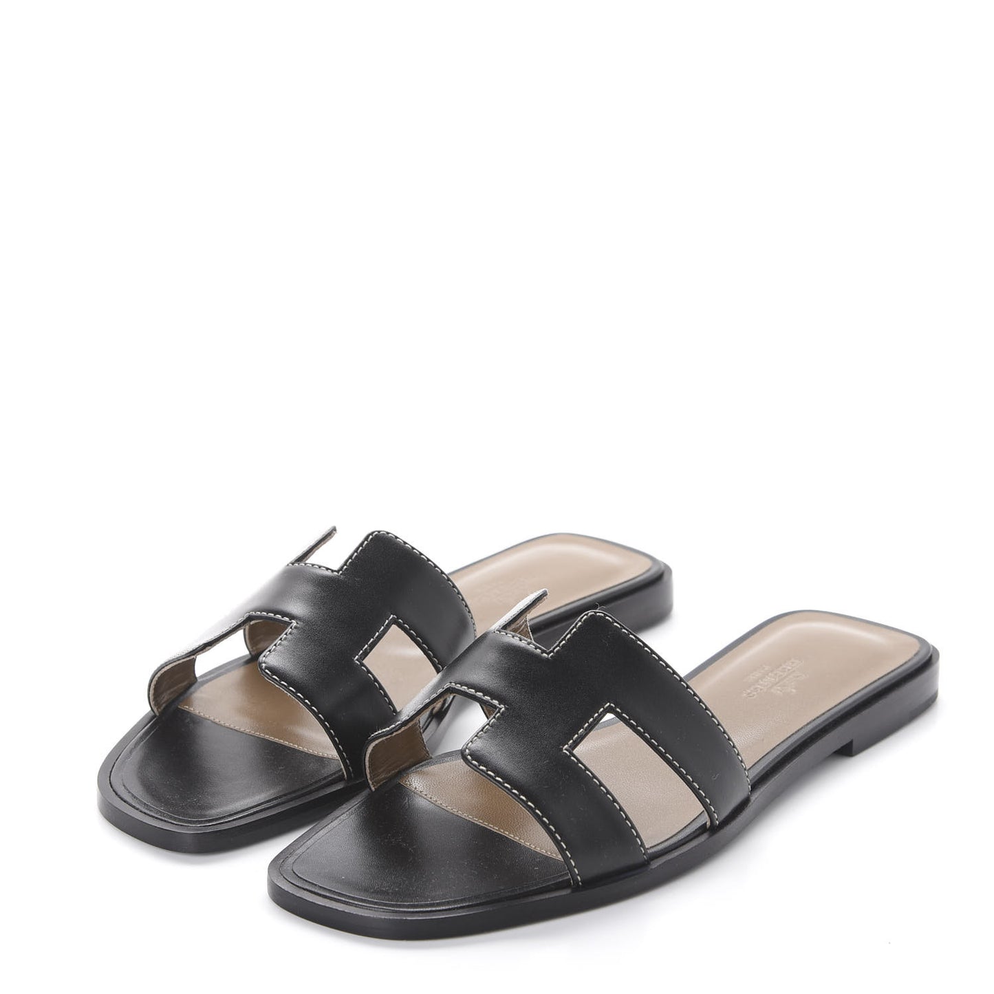 Box Calfskin Oran Sandals 36 Black