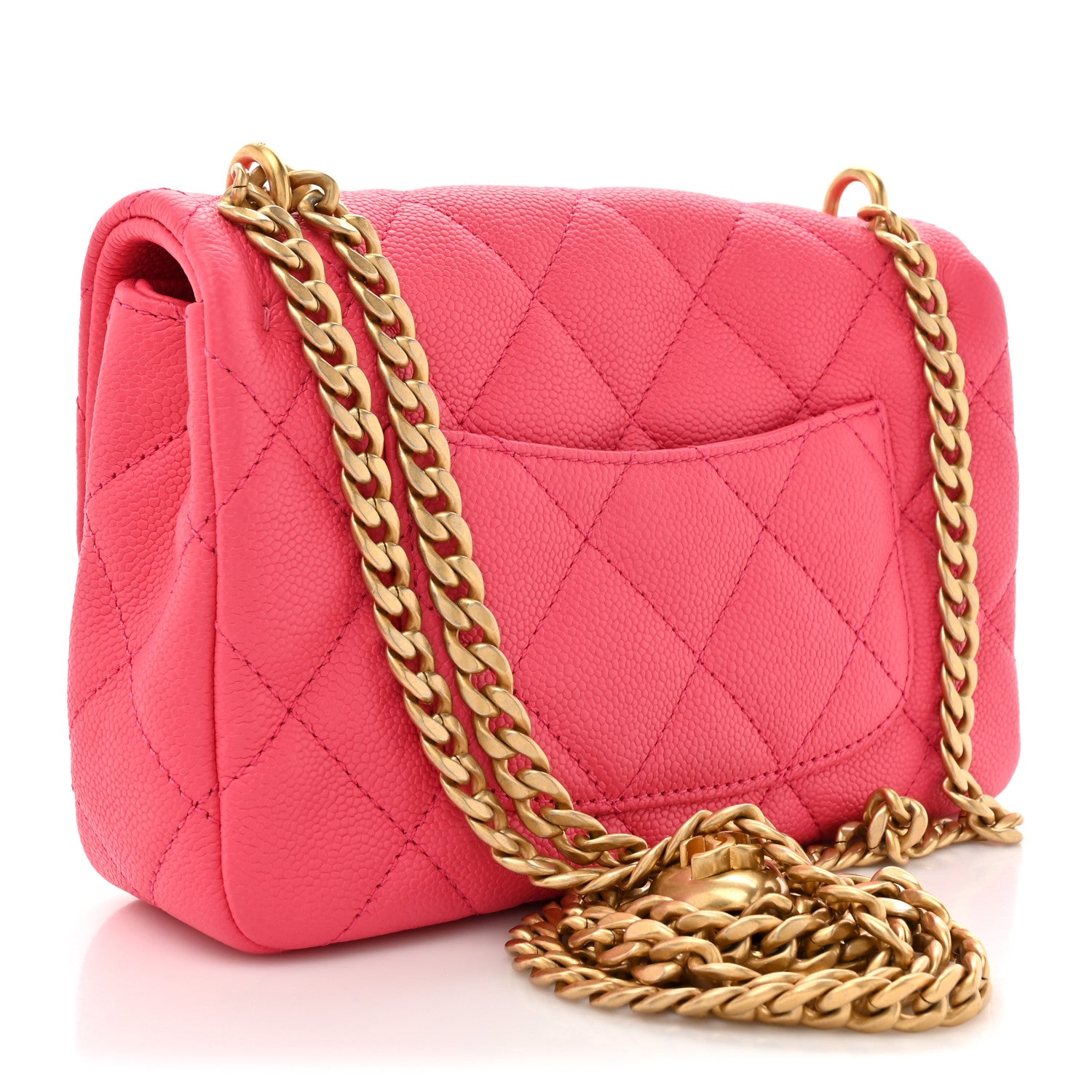 Chanel Caviar Quilted Sweetheart Mini Rectangular Flap Dark Pink 3 of 10