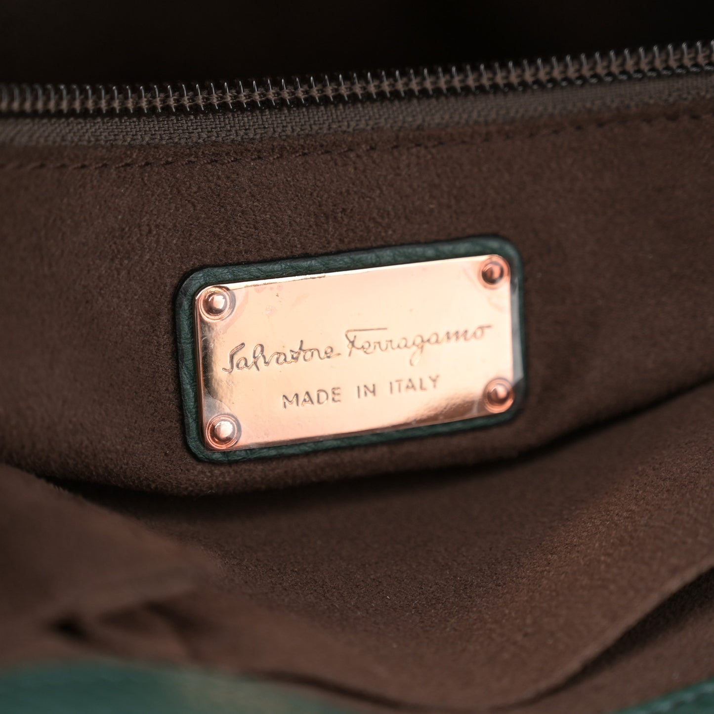 Grained Calfskin Gancini Shoulder Bag Dark Green