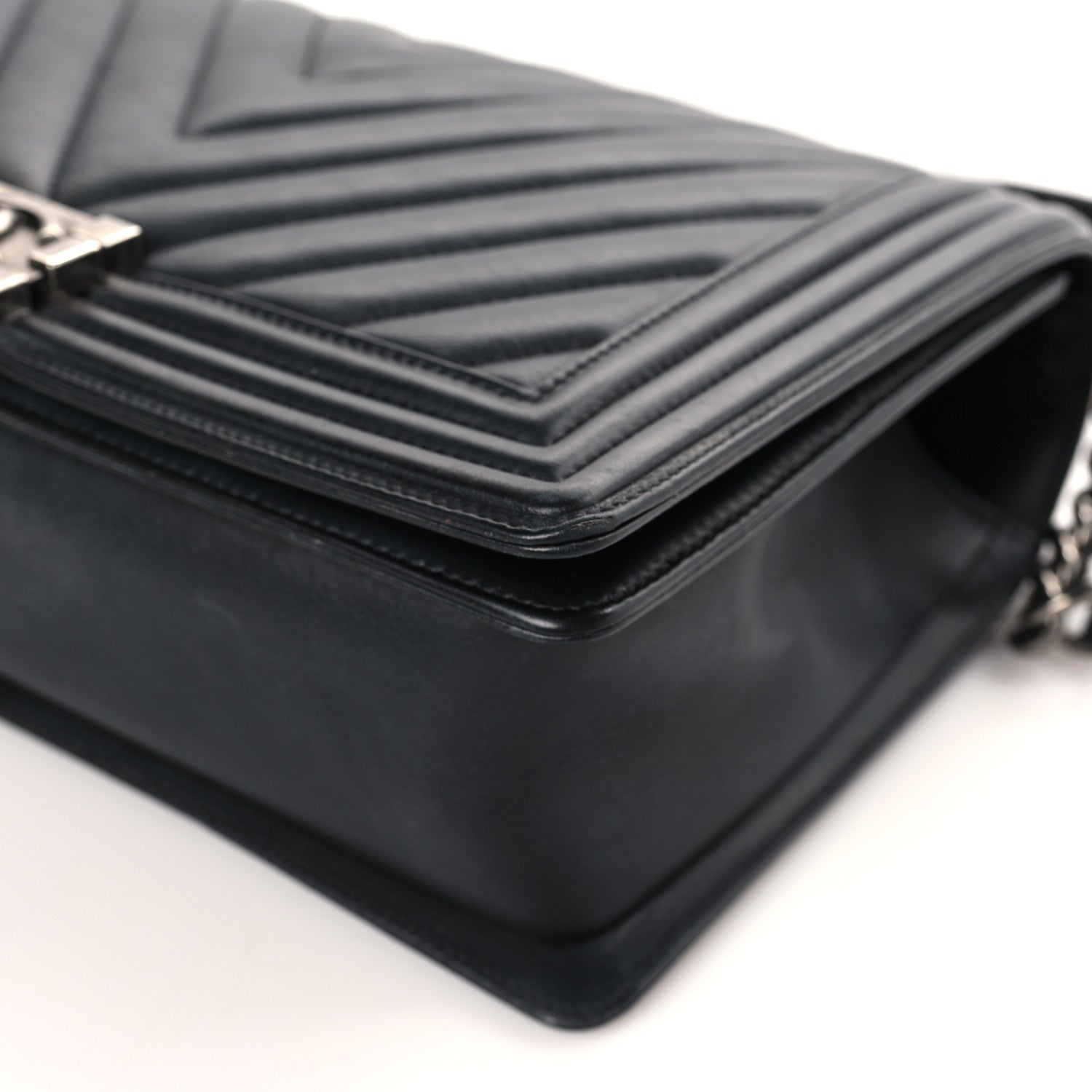 Chanel Calfskin Chevron Quilted New Medium Boy Flap Black 9 of 9