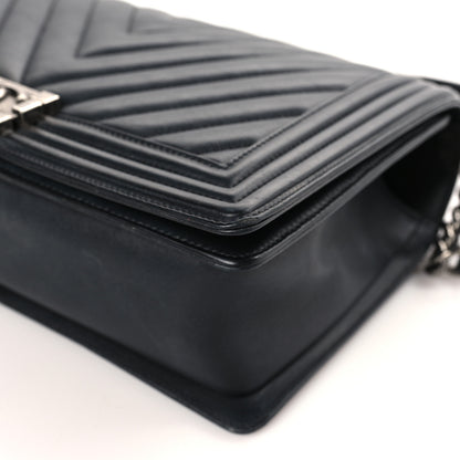 Chanel Calfskin Chevron Quilted New Medium Boy Flap Black 9 of 9