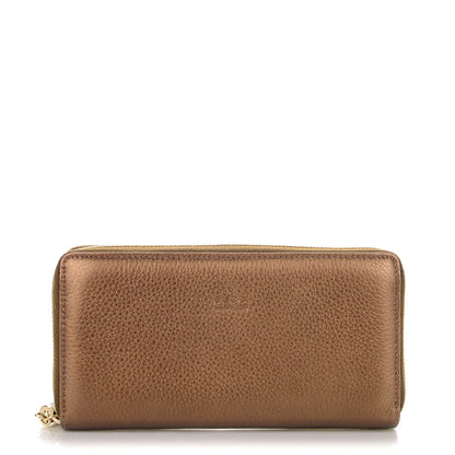 Gucci Metallic Calfskin Bamboo Tassel Zip Around Wallet Bronze 1 of 7