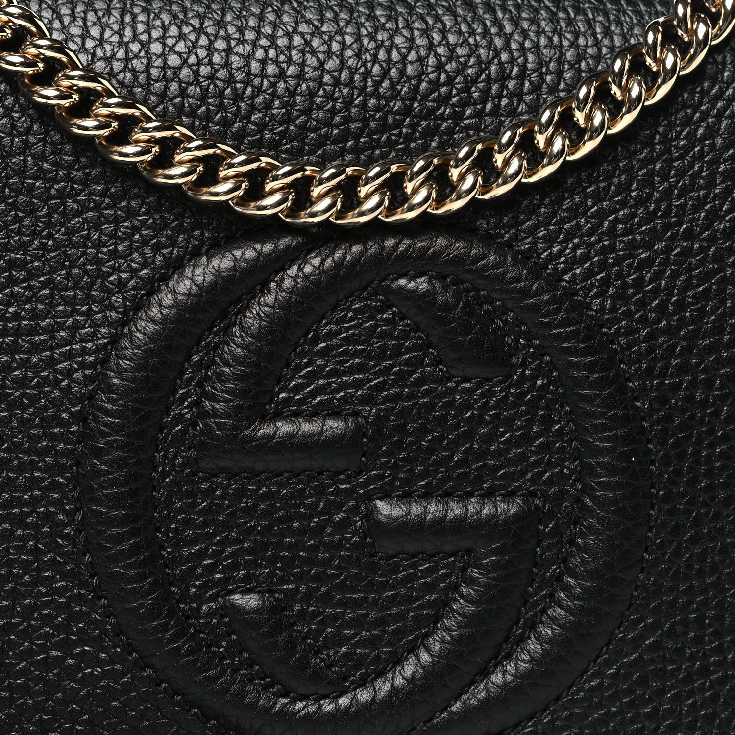 Gucci Pebbled Calfskin Medium Soho Flap Crossbody Black 8 of 10