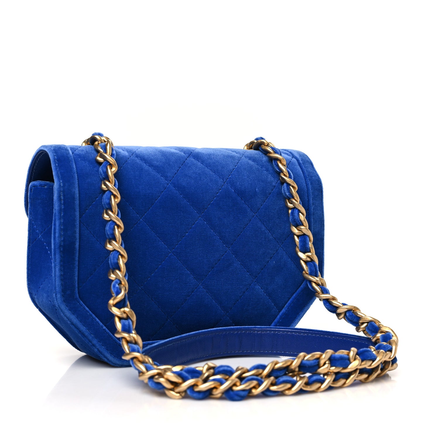 Velvet Quilted Mini Place Vendome Flap Blue