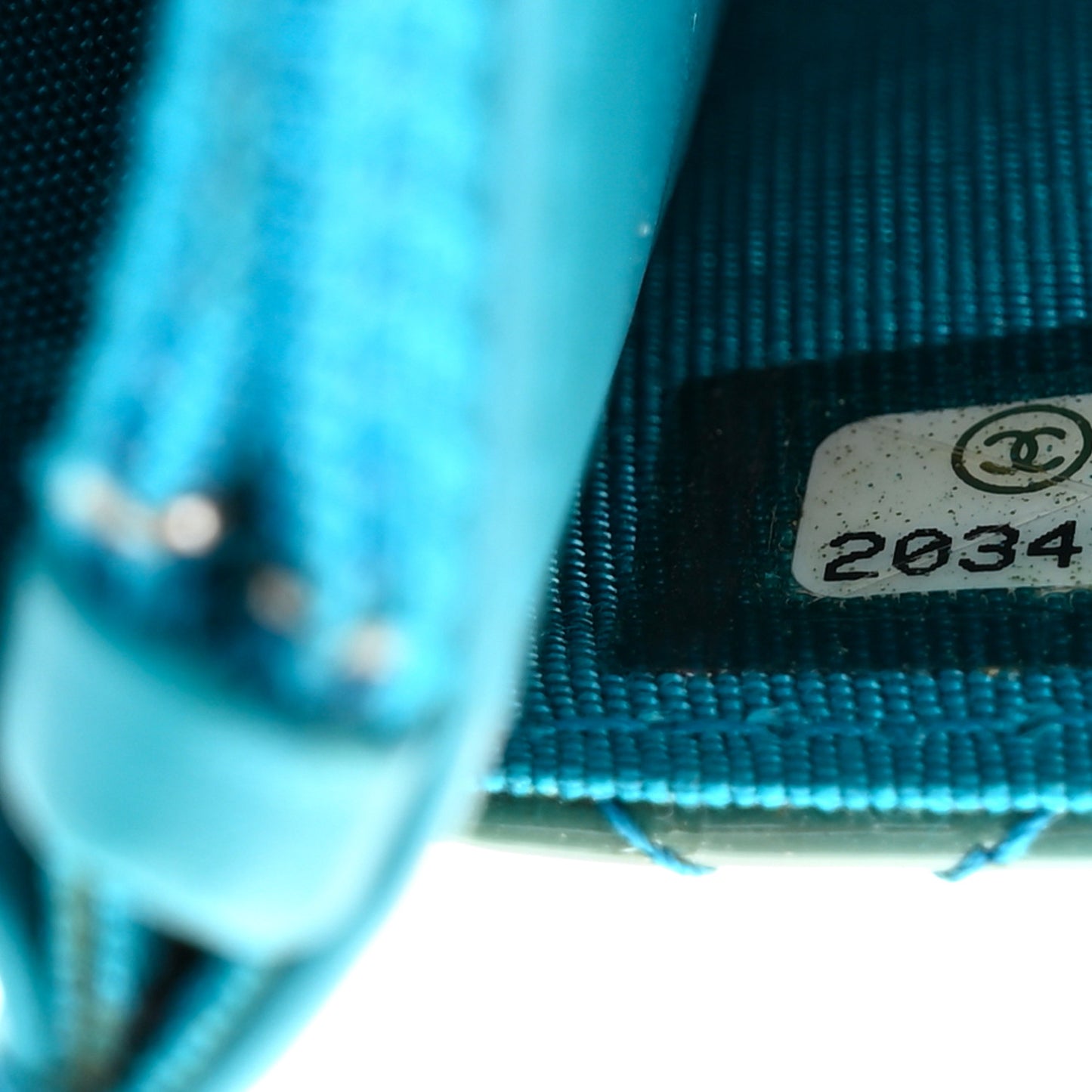 Patent Quilted Wallet On Chain WOC Turquoise Blue
