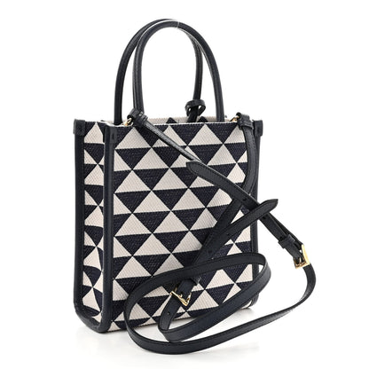 Prada Jacquard Saffiano Triangolo Symbole Embroidered Micro Tote Baltico Talco 3 of 10
