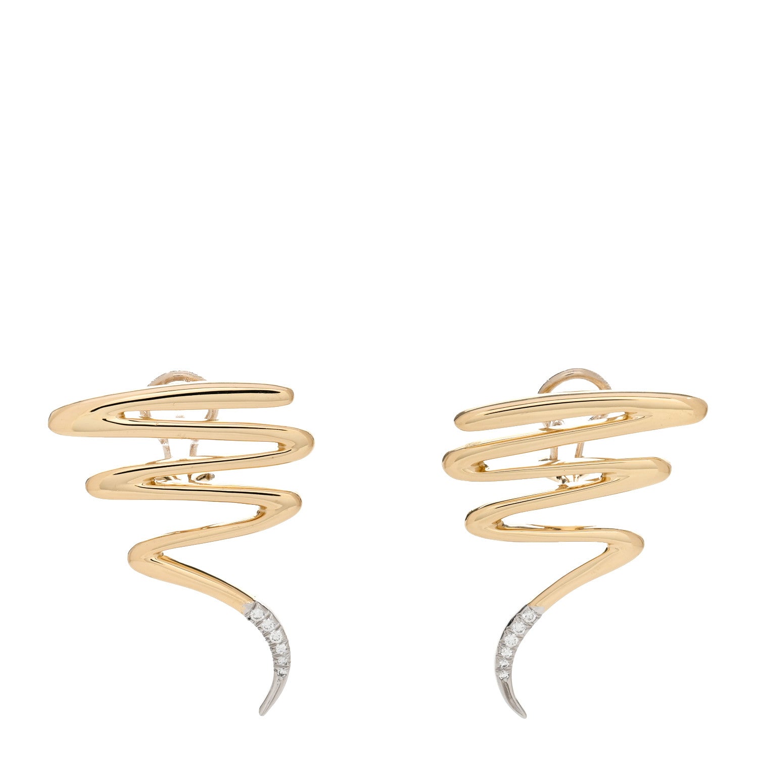 Tiffany 18K Yellow Gold Platinum Diamond Paloma Picasso Scribble French Clip Earrings 1 of 6