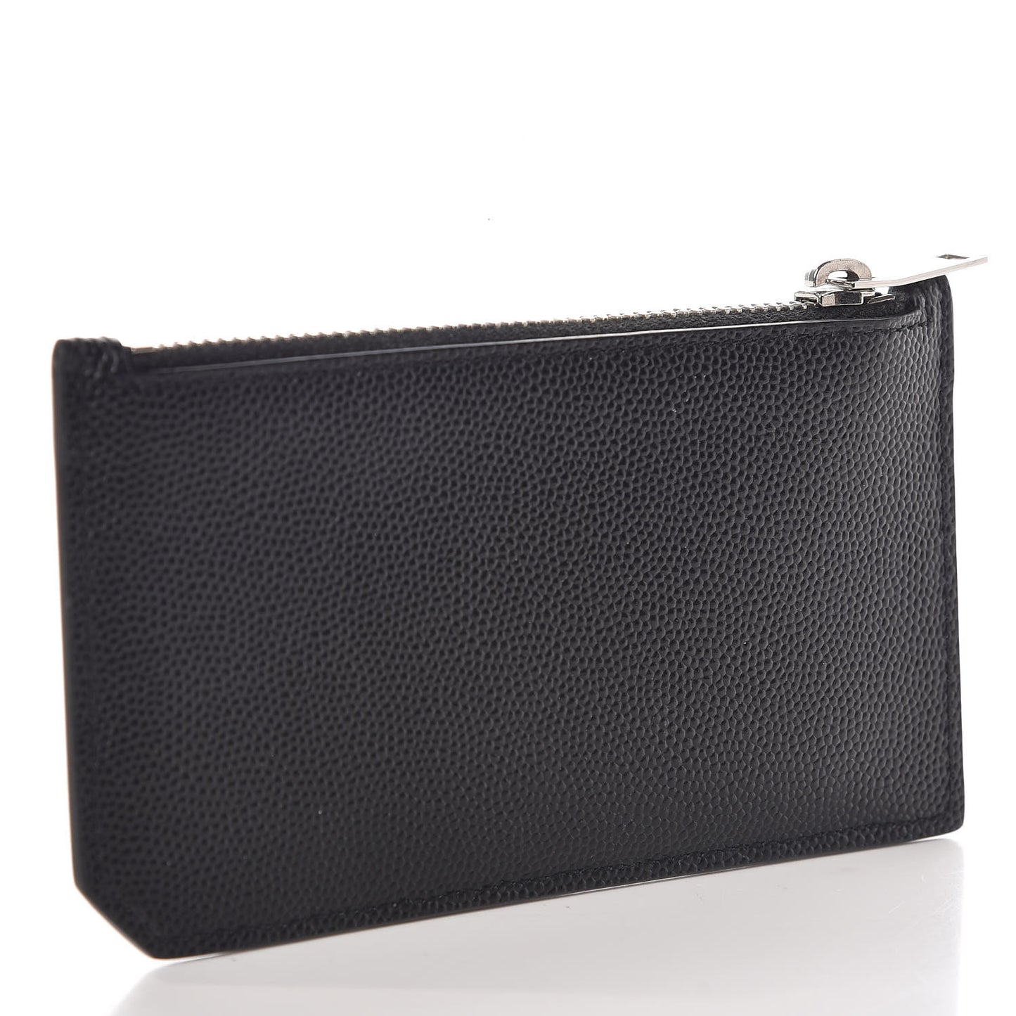 Grained Calfskin 5 Fragments Zip Pouch Card Holder Black