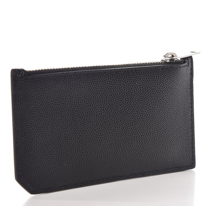 Saint Laurent Grained Calfskin 5 Fragments Zip Pouch Card Holder Black 3 of 6