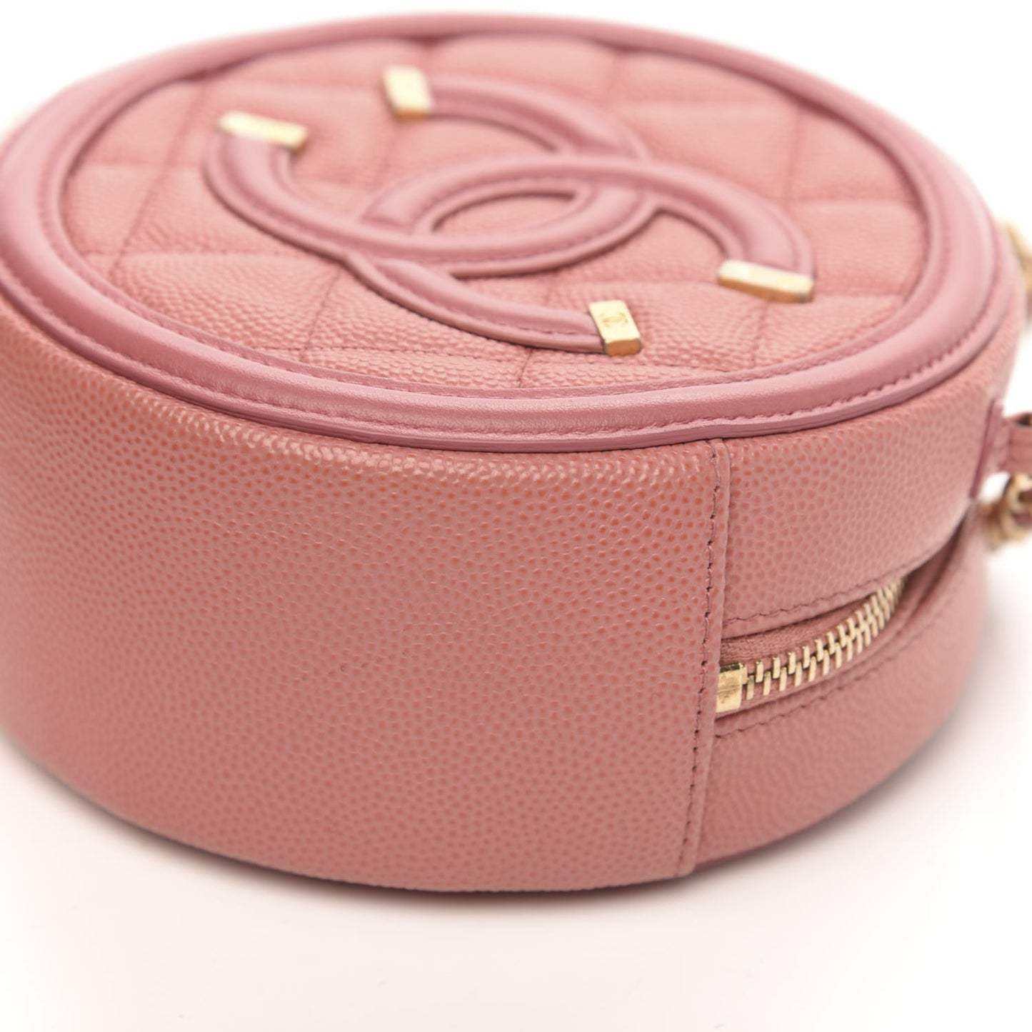 Caviar Quilted Round Filigree Crossbody Pink