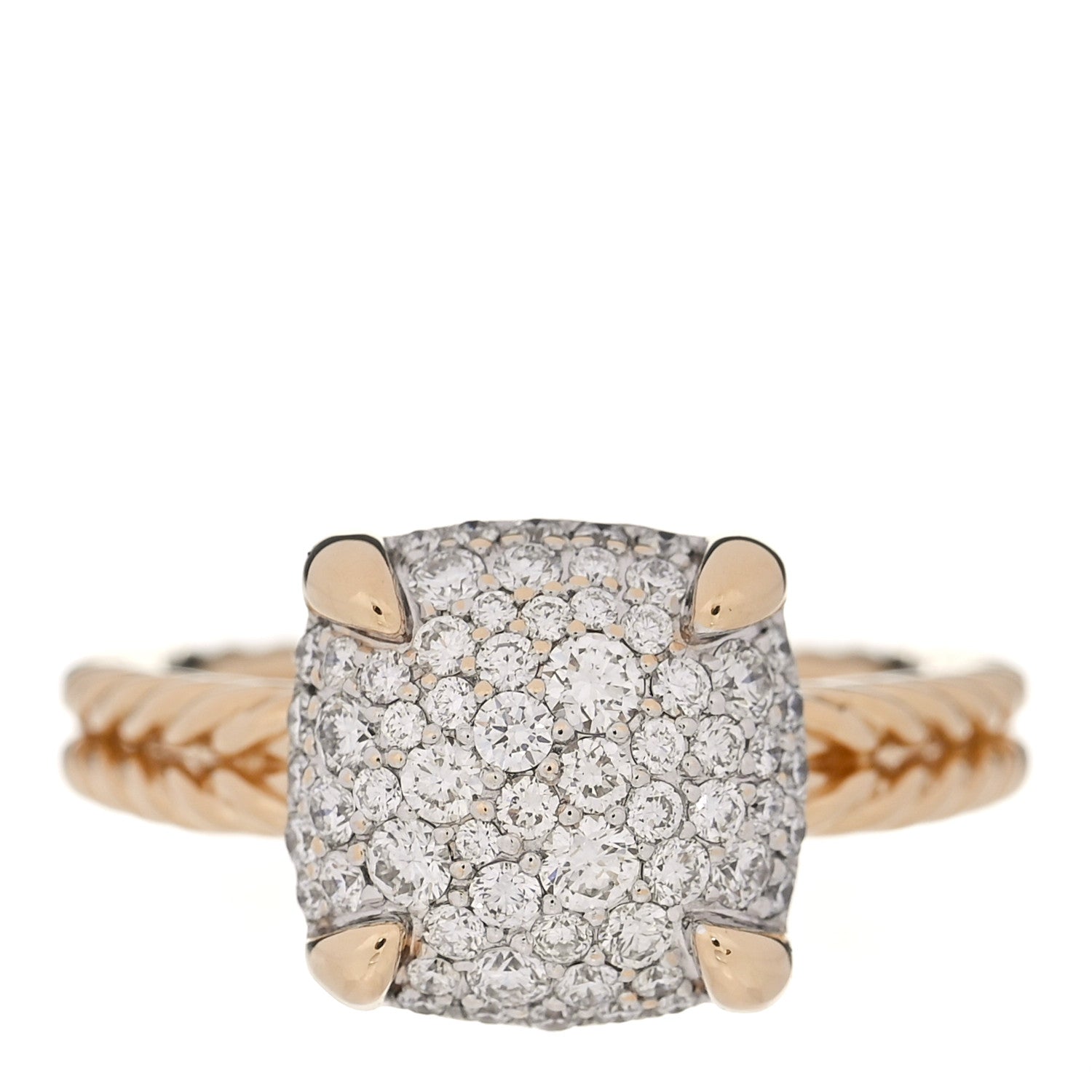 David Yurman 18K Yellow Gold Diamond 11mm Chatelaine Full Pave Ring 54 6.75 1 of 4