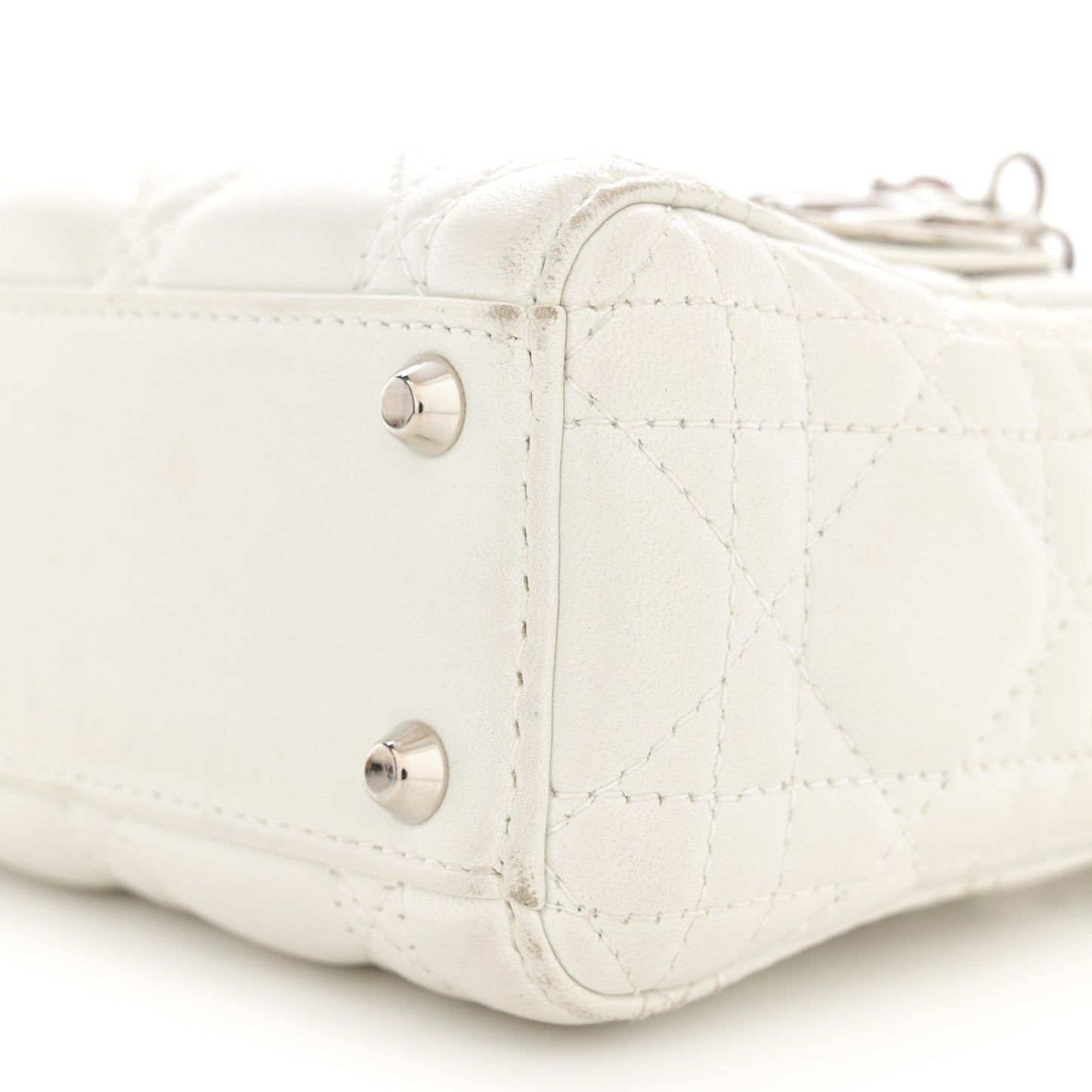 Lambskin Cannage Mini Lady Dior White