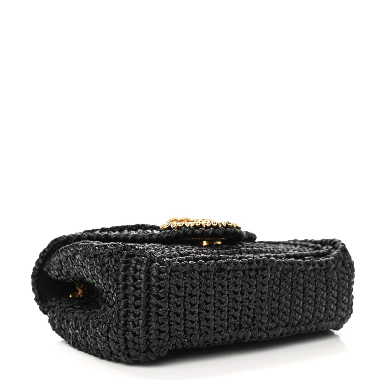 Raffia Woven Devotion Envelope Shoulder Bag Black