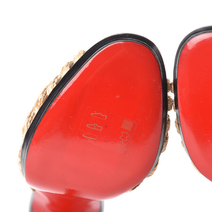 Christian Louboutin Paille Kid Rafimule 120 Slide Sandals 38 Natural Black 10 of 13