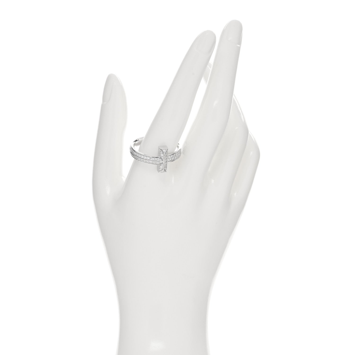 Tiffany 18K White Gold Diamond T T1 Wide Ring 67 11.75 2 of 5