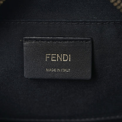 Fendi Glazed Fabric Vitello Century FF 1974 Stamp Patch Camera Case Mogano Panna Black 6 of 9