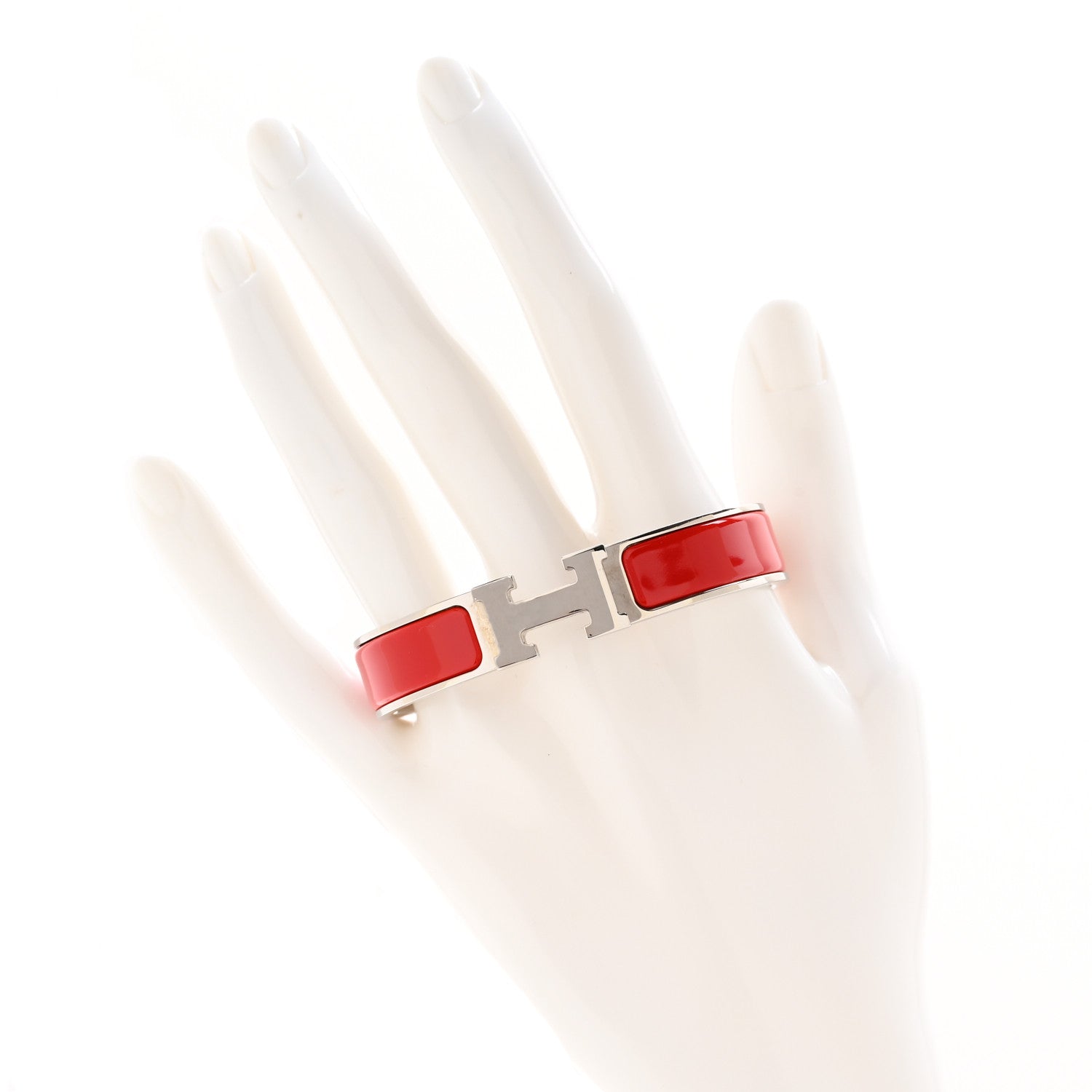Hermes Enamel Narrow Clic Clac H Bracelet GM Rouge Vif 2 of 6