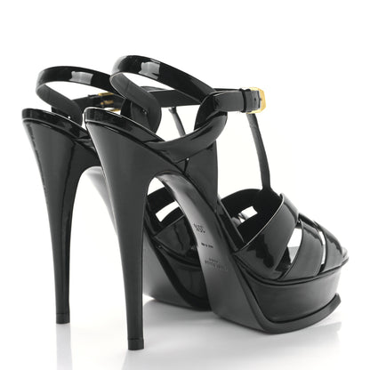 Saint Laurent Patent Tribute 105 Platform Sandals 35.5 Black 4 of 9