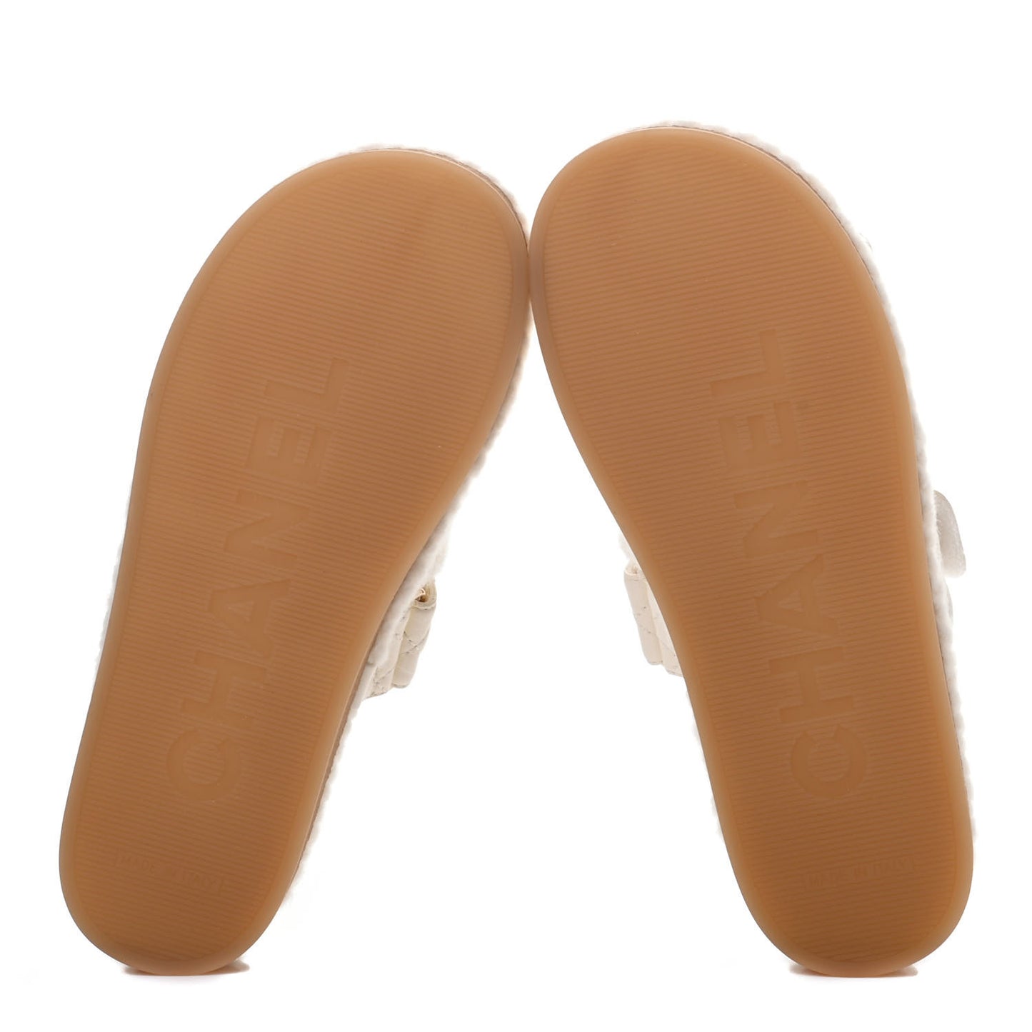 Cord Lambskin Quilted Logo Mules 36 Ivory