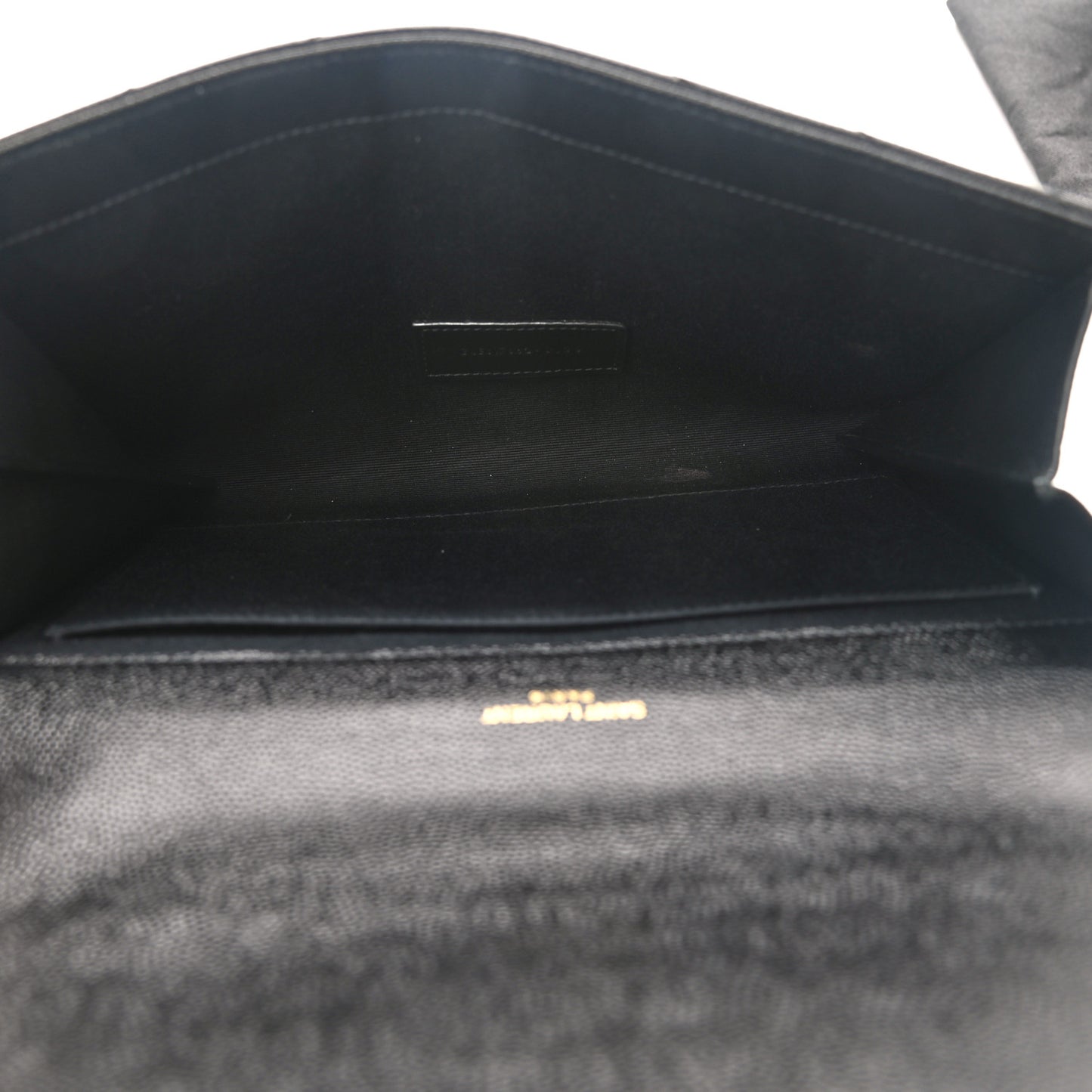 Grain De Poudre Matelasse Chevron Monogram Envelope Clutch Black