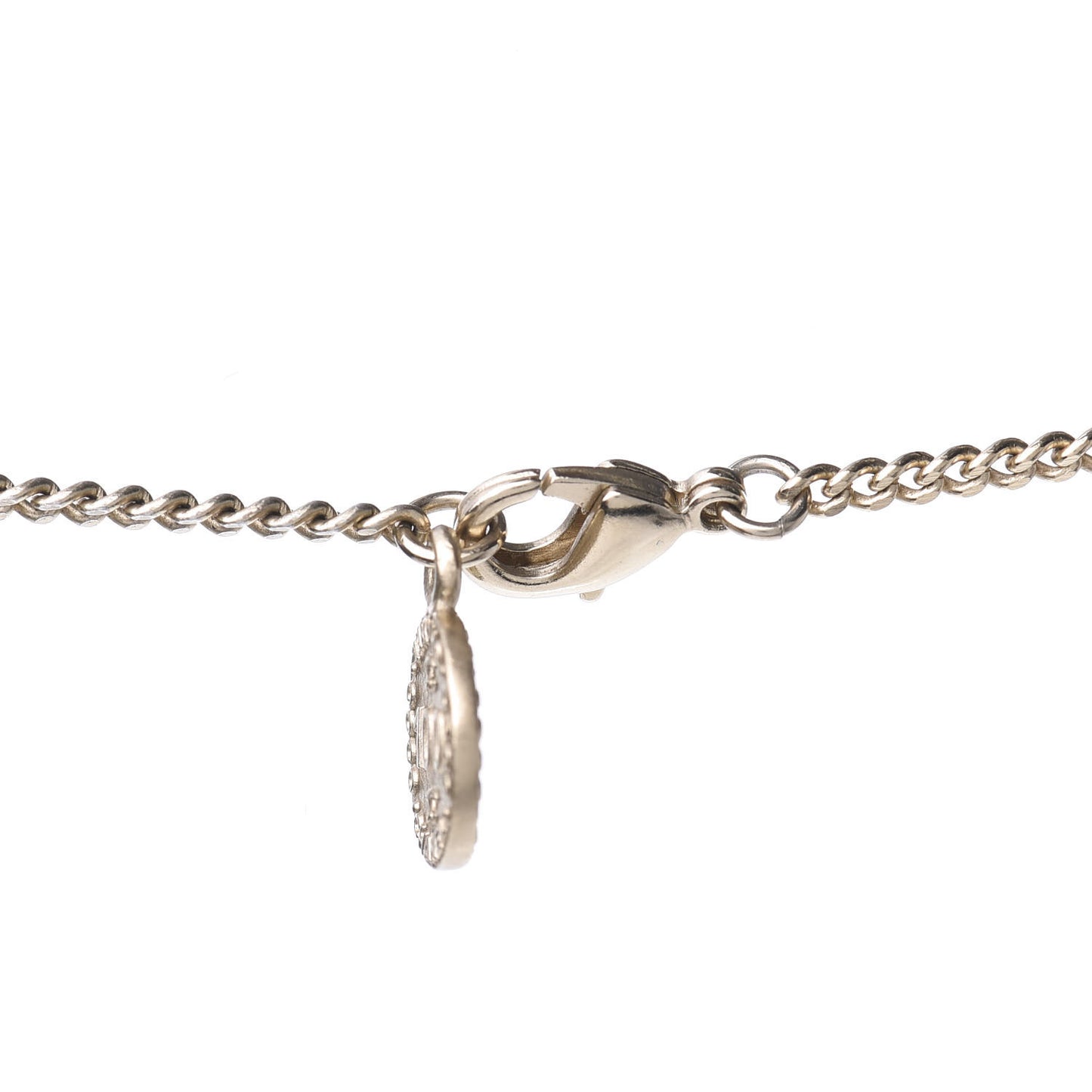 Enamel Pearl CC Pendant Necklace Light Gold
