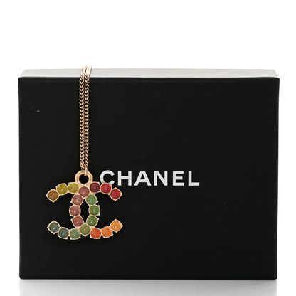 Chanel Crystal CC Pendant Necklace Gold Multicolor 6 of 6