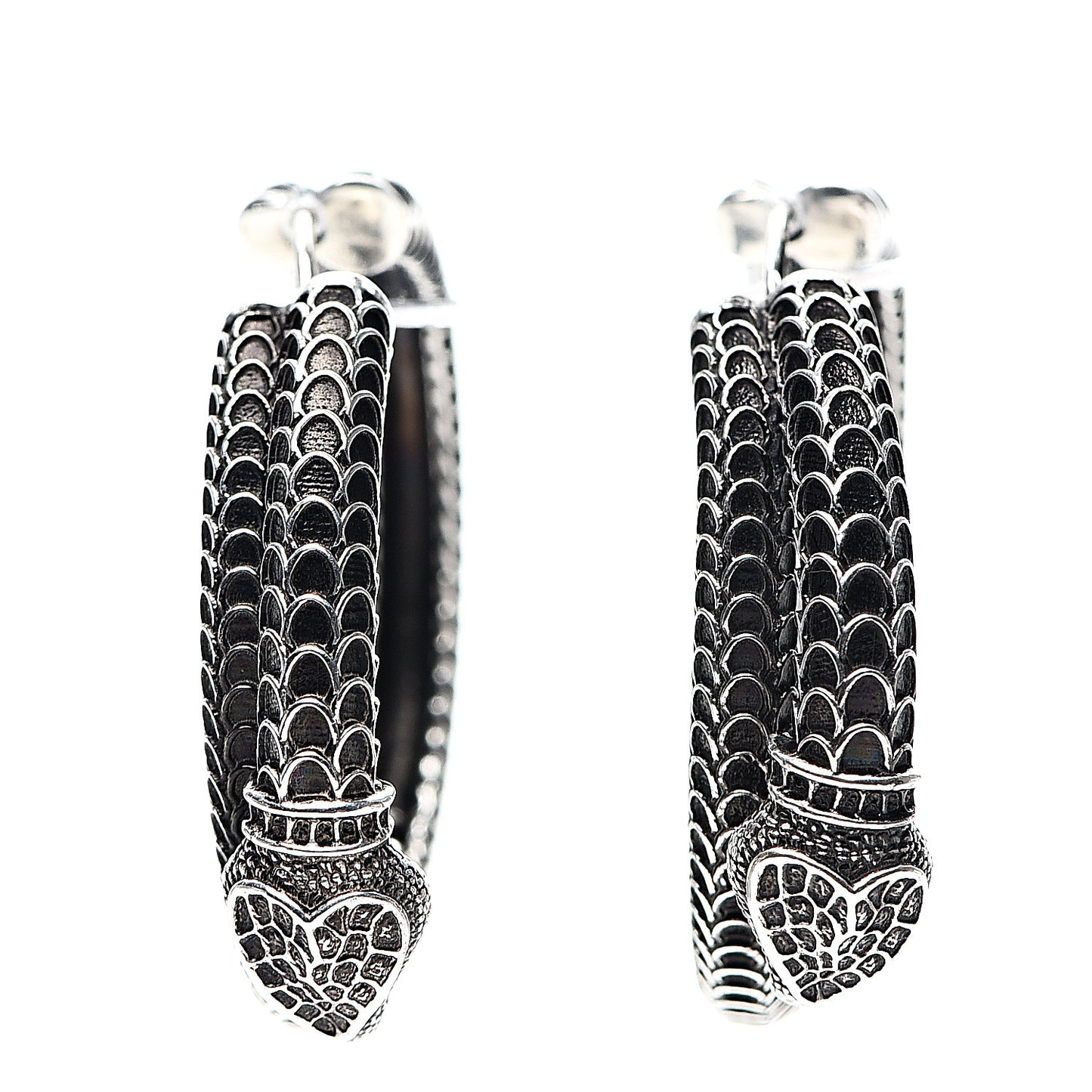 Sterling Silver Garden Snake Hoop Earrings