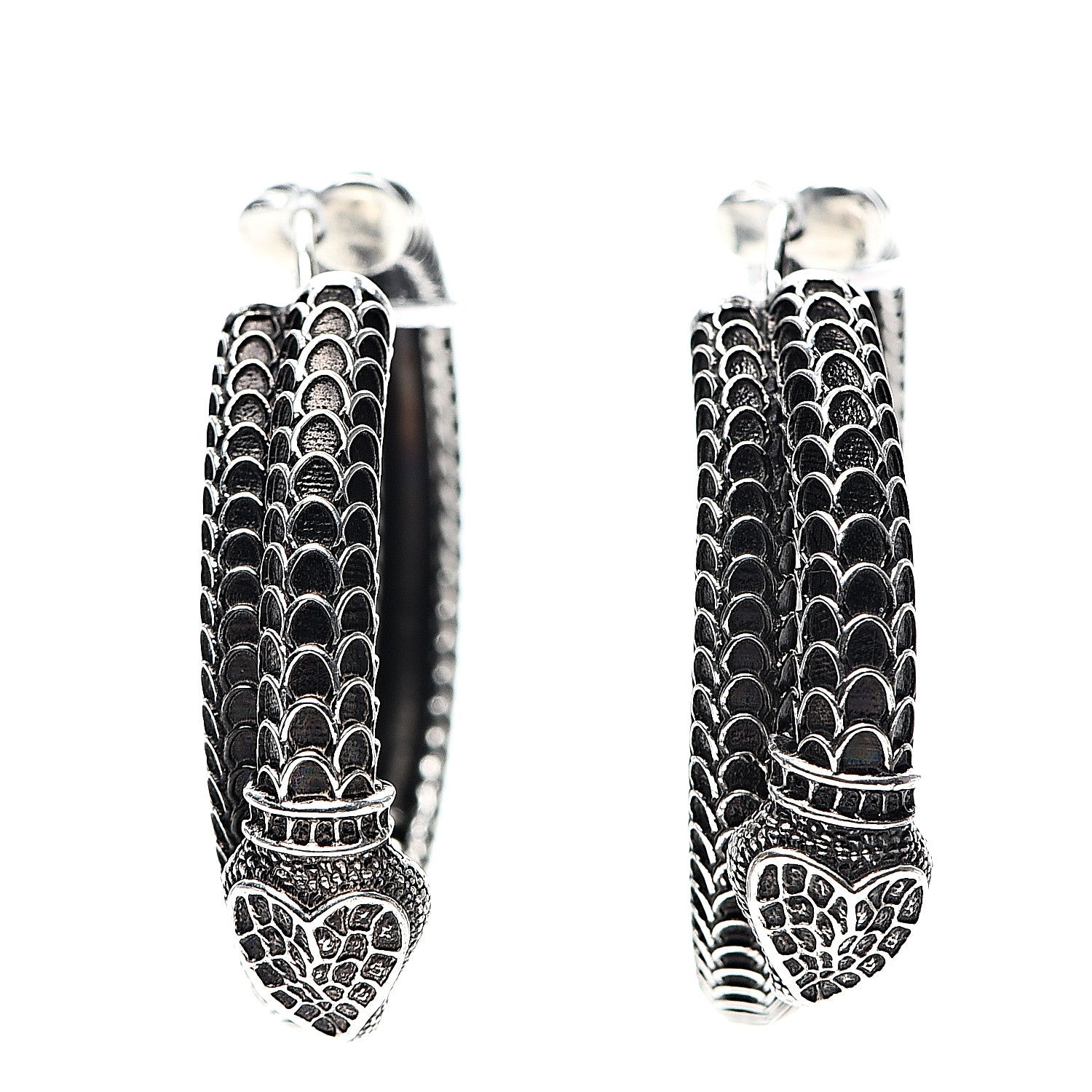 Gucci Sterling Silver Garden Snake Hoop Earrings 1 of 6