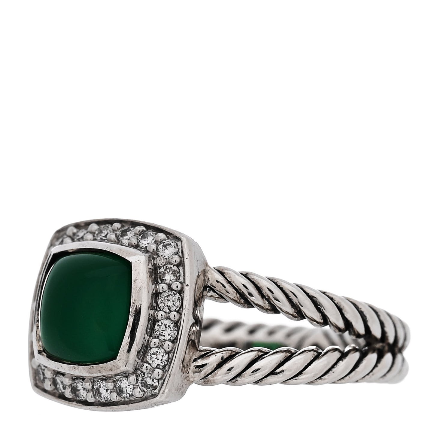 Sterling Silver Diamond Green Onyx 7mm Petite Albion Ring 54 7