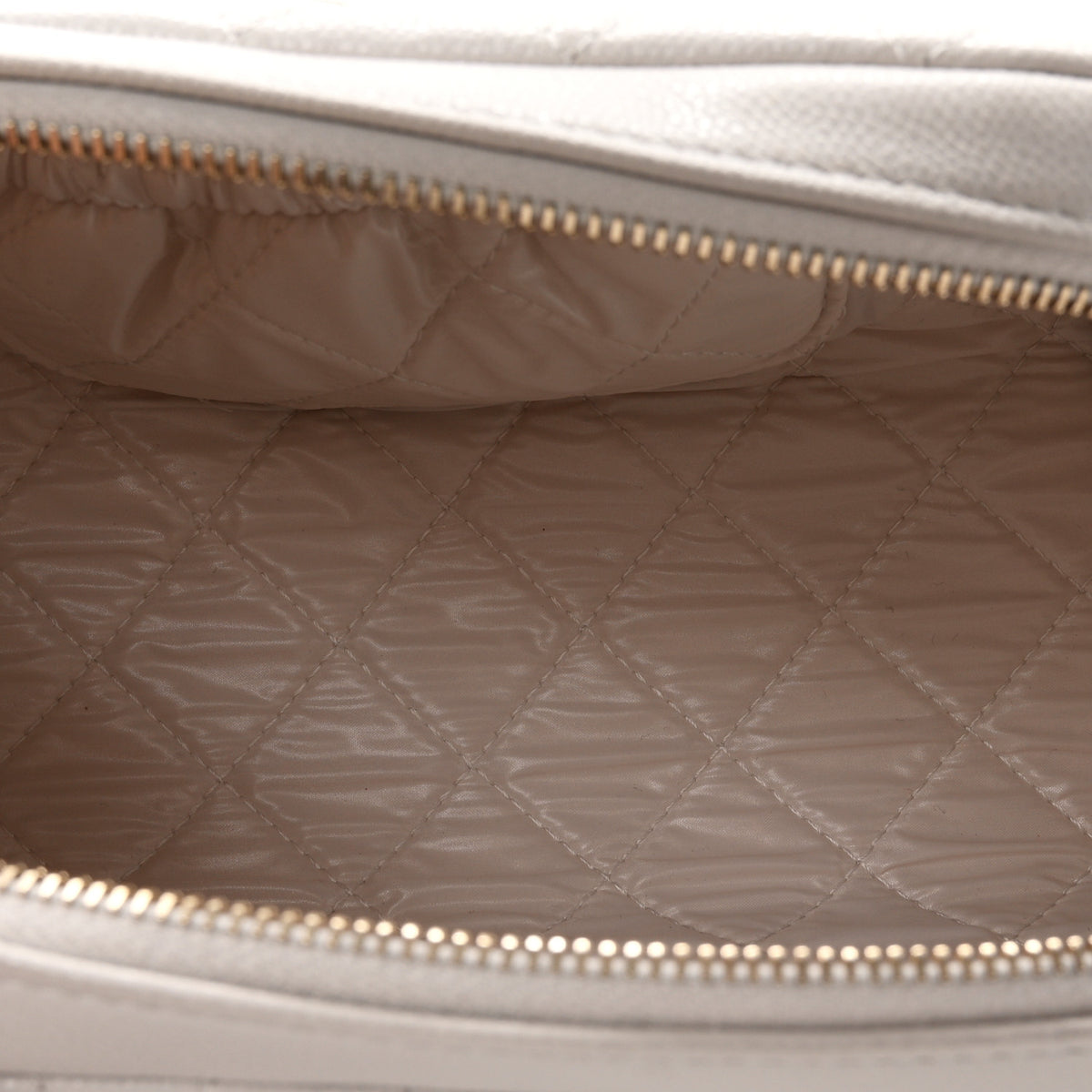 Chanel Caviar Quilted Double Zip Pouch Cosmetic Case Light Grey 5 of 7
