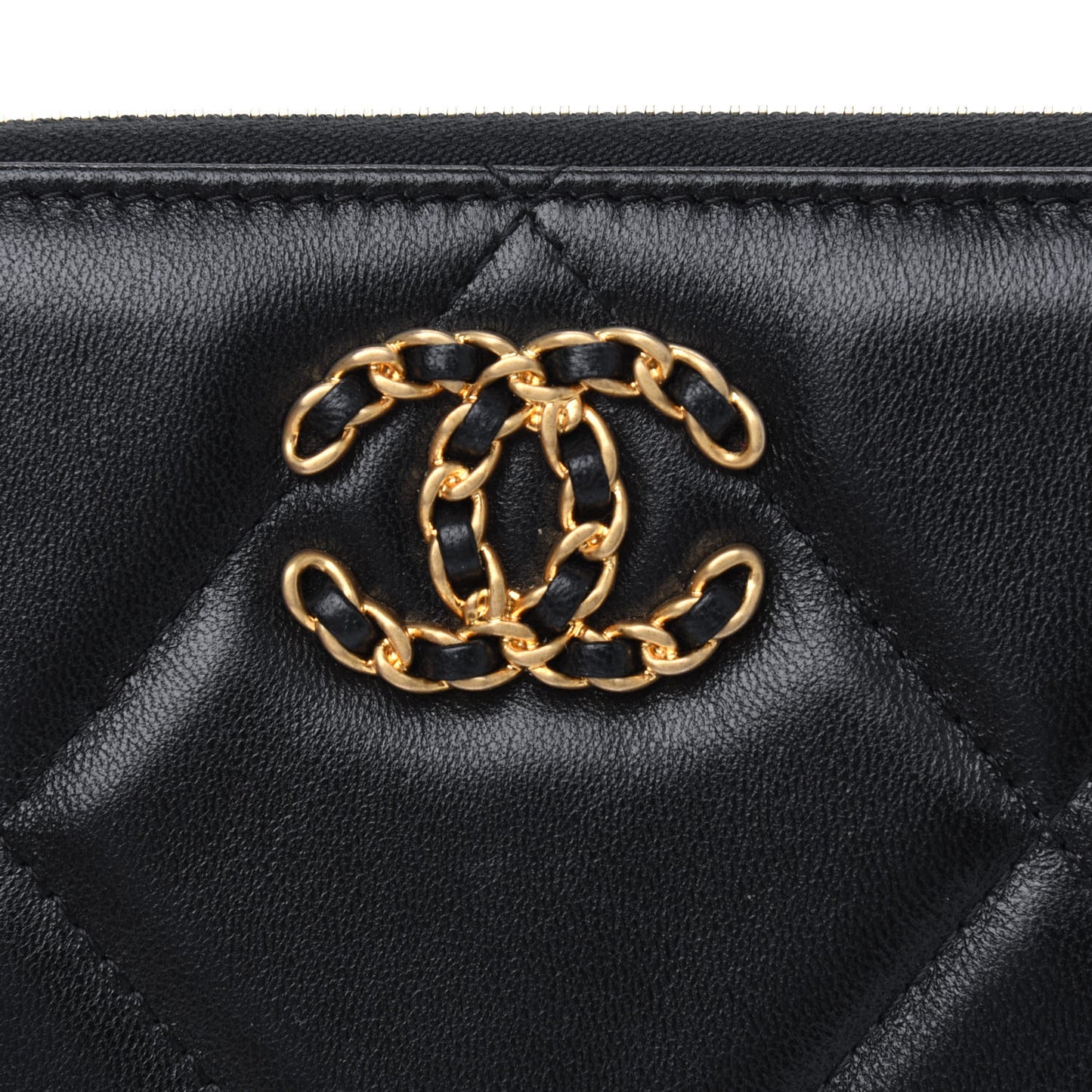 Lambskin Quilted 19 Long Zipped Around Wallet Black